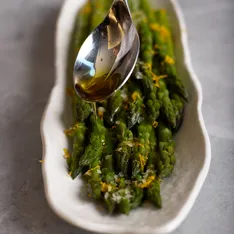 Asparagus in a serving dish