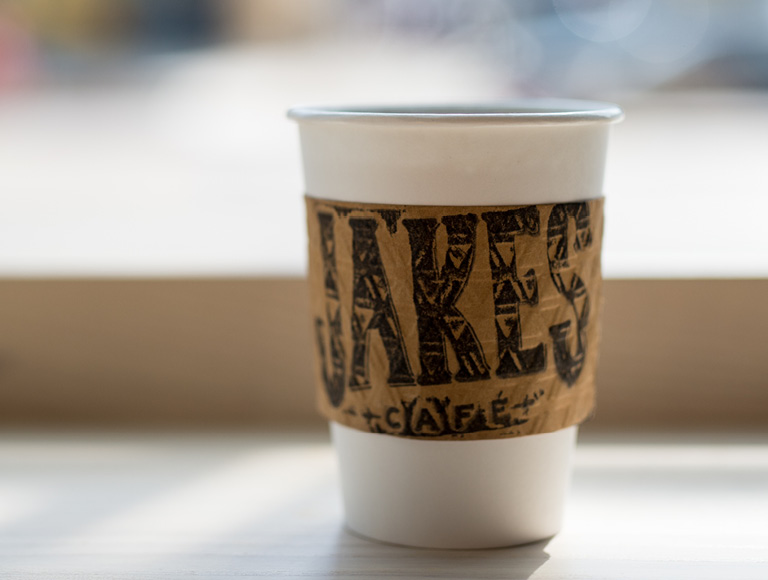Coffee mug at Jake's Cafe