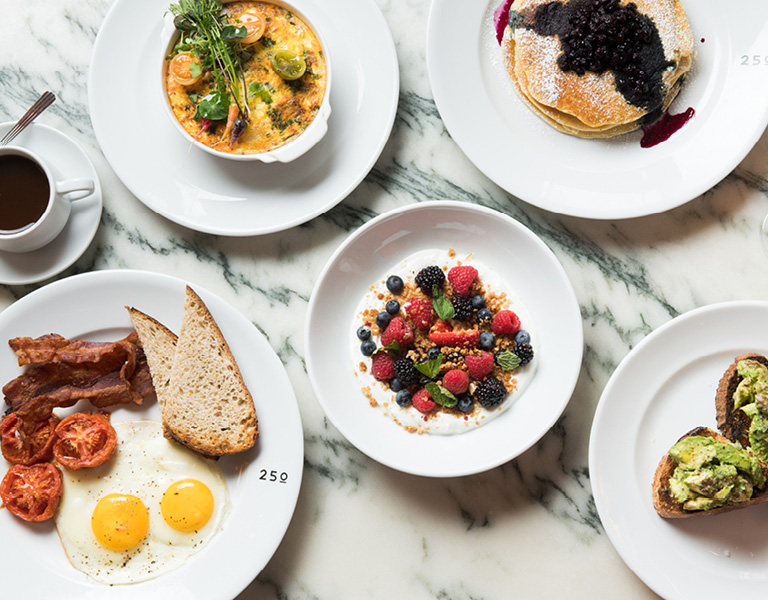 Brunch dishes served at Patina 250 in downtown Buffalo, NY
