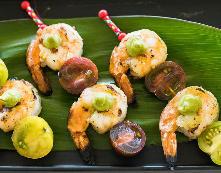 Shrimp and tomato skewers