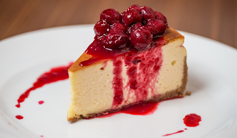 Cheesecake served at STATE grill and bar inside the Empire State Building