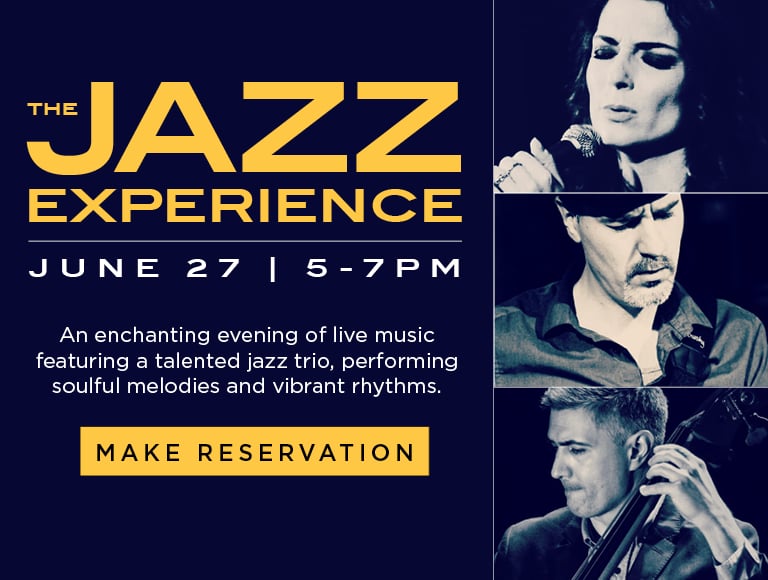 The Jazz Experience: An enchanting evening of live music featuring a talented jazz trio, performing soulful melodies and vibrant rhythms on June 27 from 5pm to 7pm at Stella 34 | Make your reservation on OpenTable