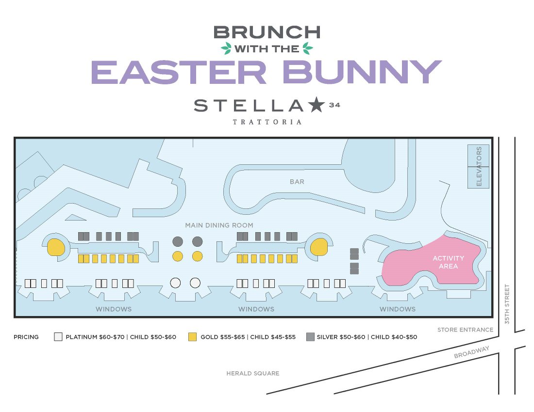 Floorplan for Brunch With the Easter Bunny at Stella 34