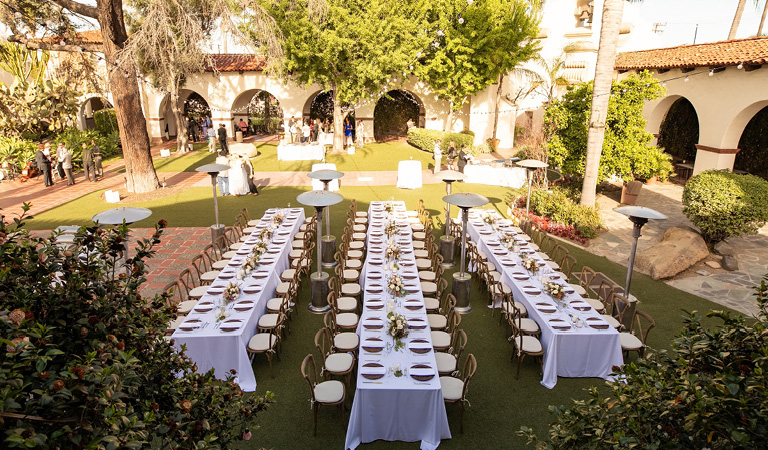 Outdoor private event space at Tangata Restaurant in Orange County