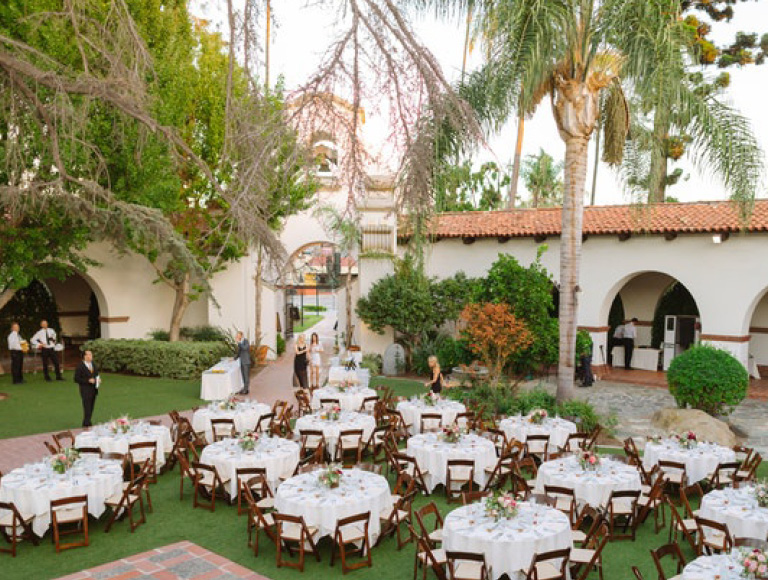 Aerial view of outdoor wedding venue