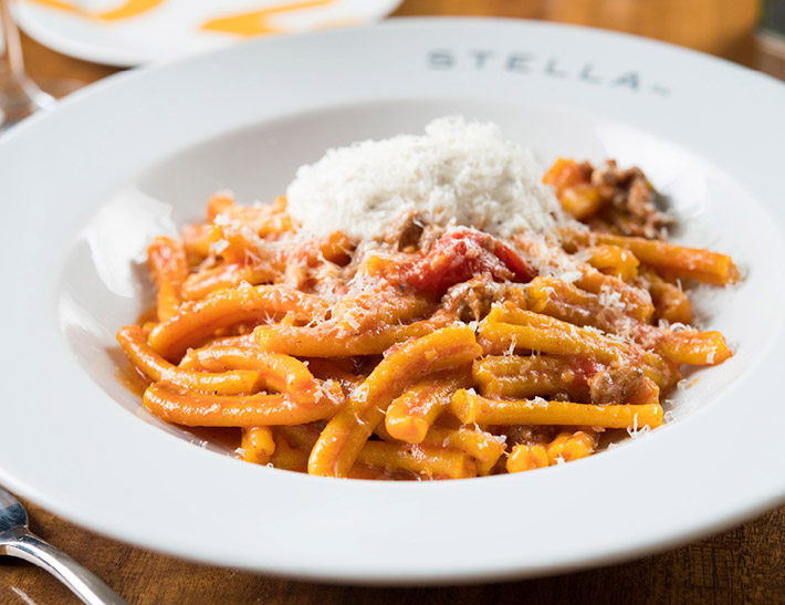 Pasta with cheese served at Stella 34 in NYC