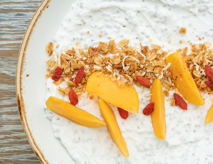 Yogurt with granola and fruit