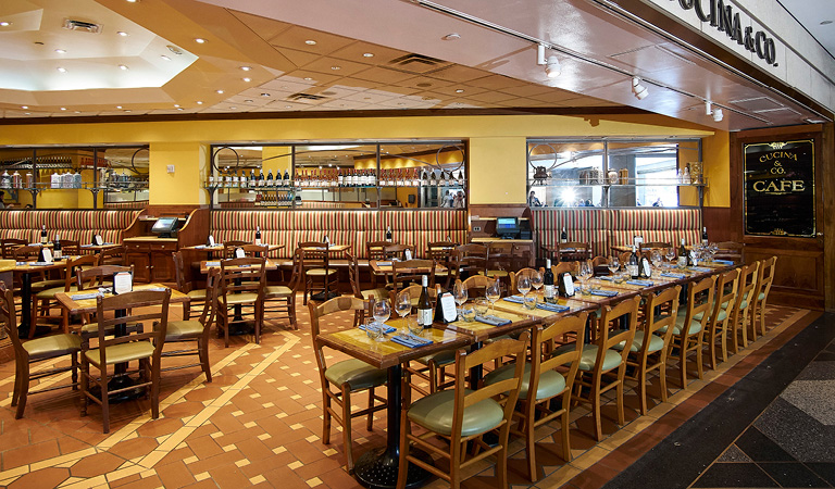 Dining area inside Cucina & Co. at Rockefeller Center