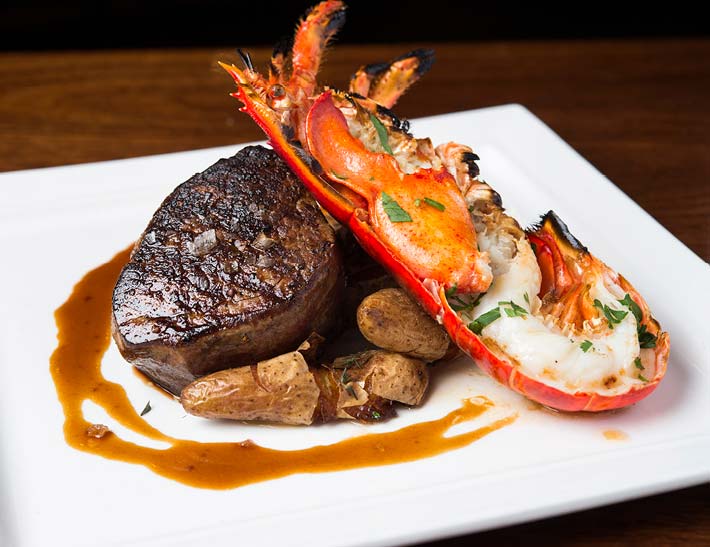 Steak & lobster dinner, holiday dining at Rock Center Cafe, NYC