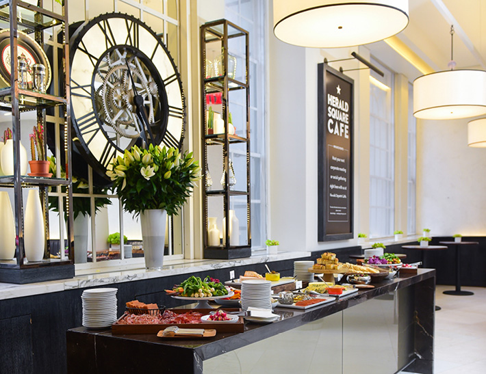 Buffet at a private event inside Herald Square Café in Macy's Herald Square