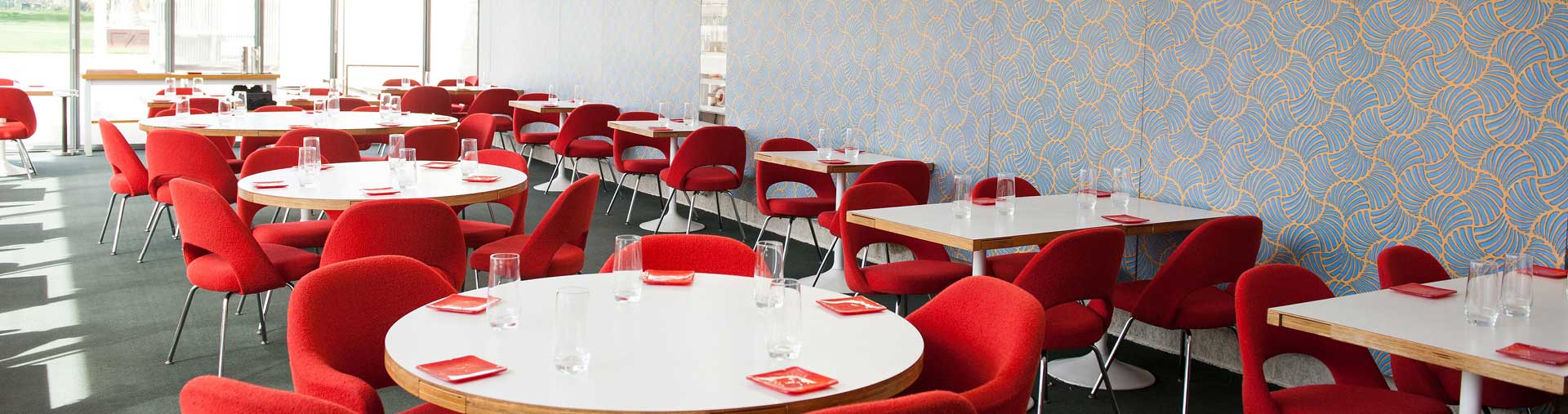 Dining area inside Ray's and Stark Bar at LACMA in Los Angeles