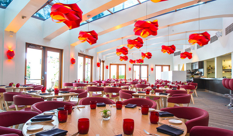 Dining area inside Tangata Restaurant in Orange County