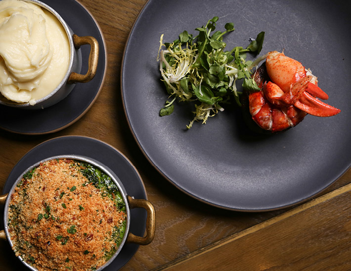 Lobster and potato puree served at Nick + Stef's Steakhouse in downtown Los Angeles